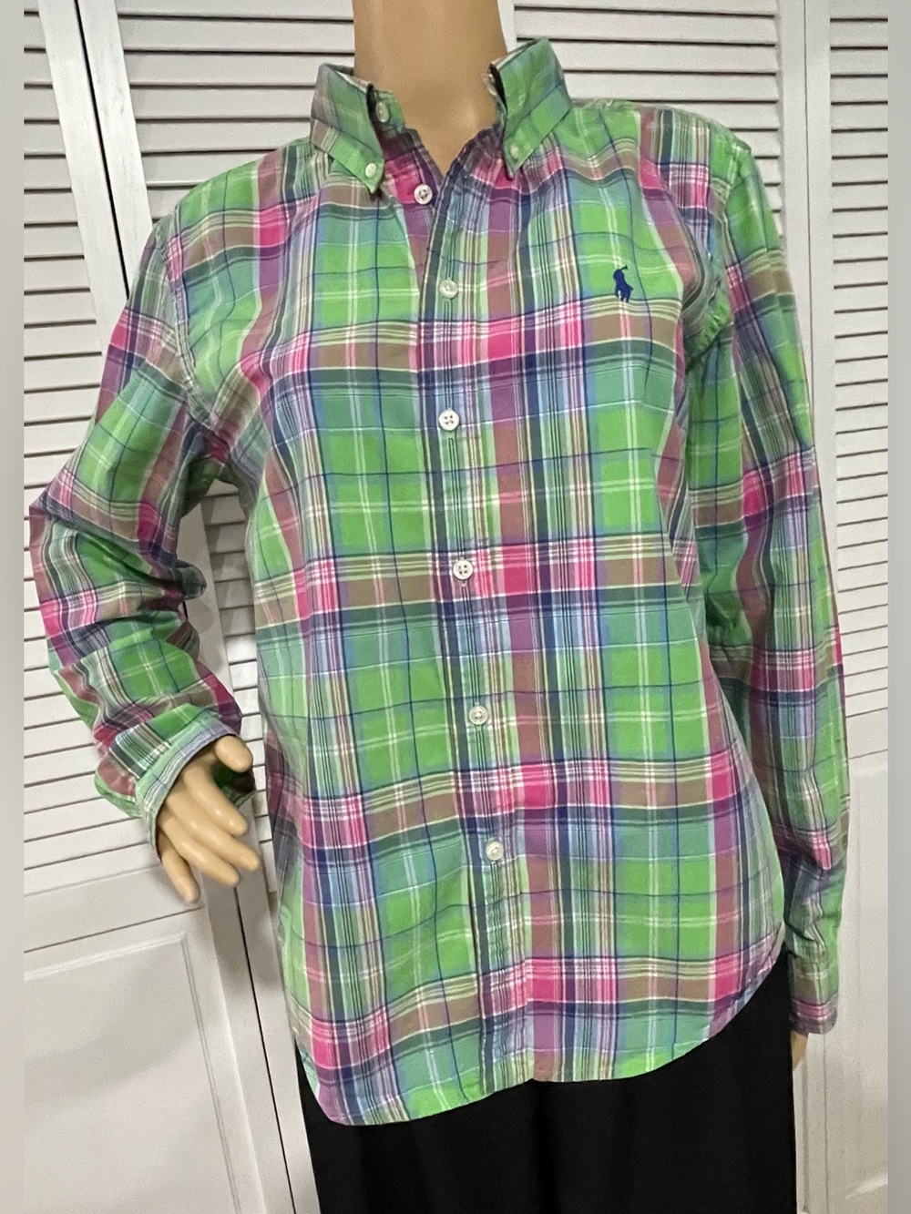 Polo by Ralph Lauren Green and Pink Plaid Button-Down Shirt - Picture 8 of 8